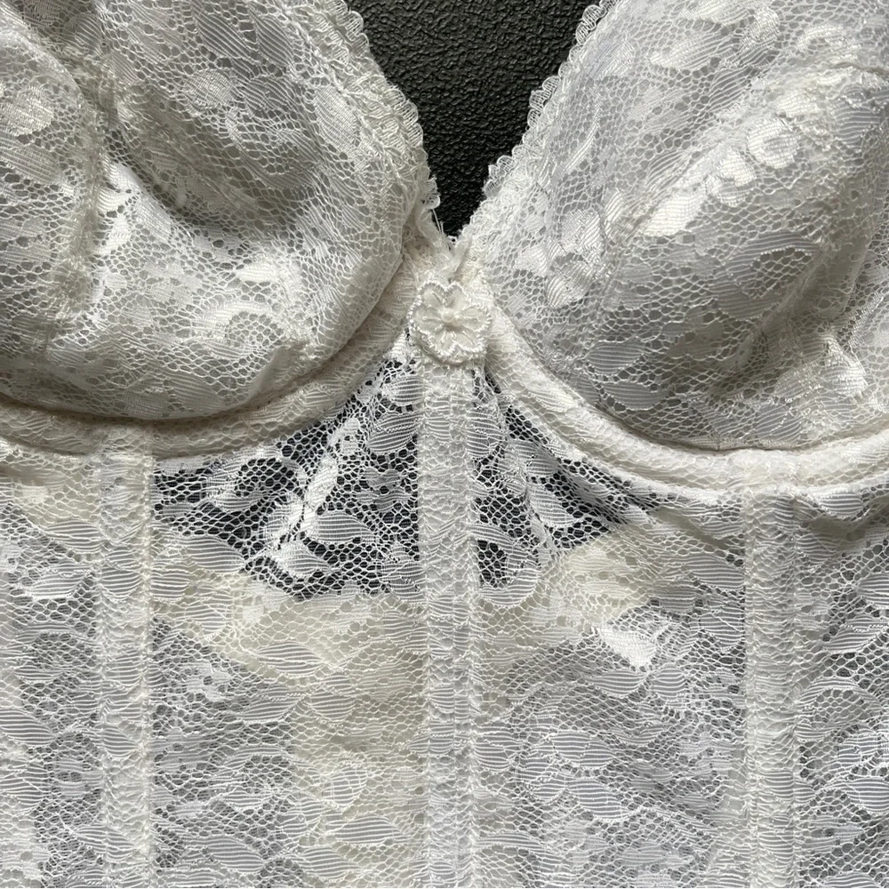 Carnival White Lace Bustier Corset Longline Underwire Sexy Top Size 34C - Picture 5 of 11